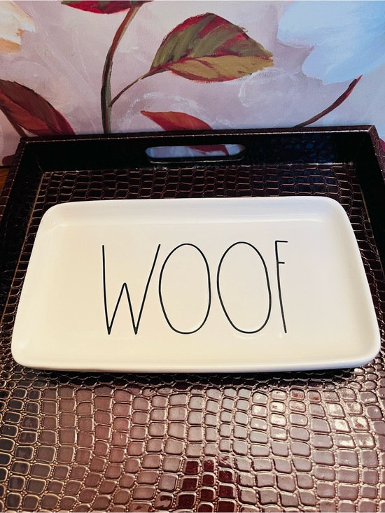 Rae Dunn Other - Rae Dunn “Woof” GUC White Ceramic Trinket Tray w/Small Nick on Left Corner